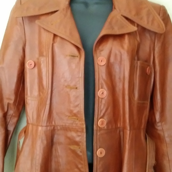 Jackets & Blazers - Ladies Brown Leather Long Coat